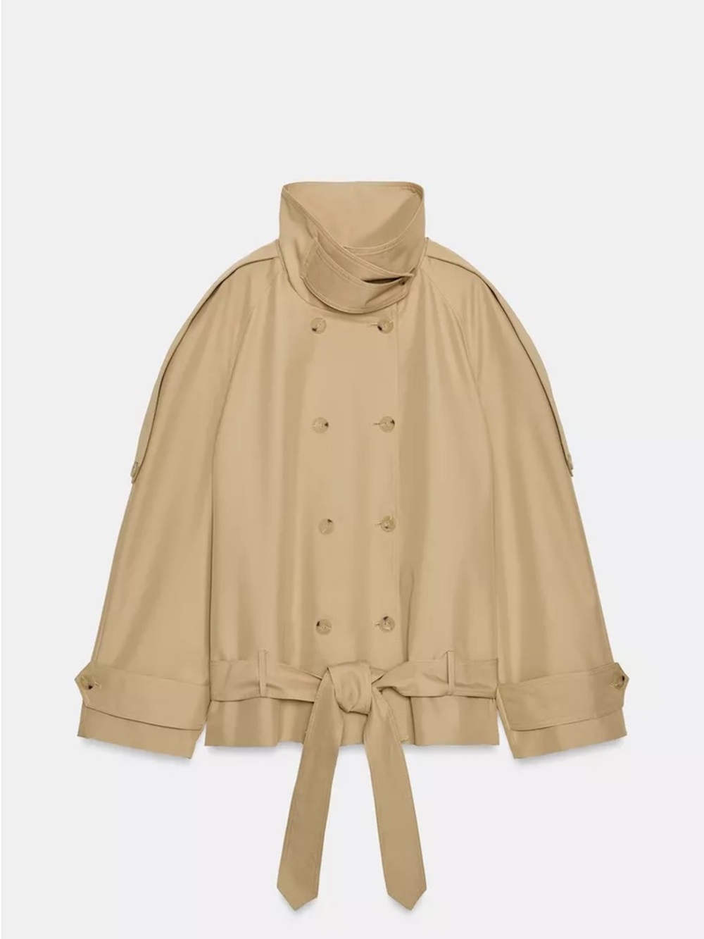 Zara Khaki Belted Short Trench Coat - Picture 3 of 7